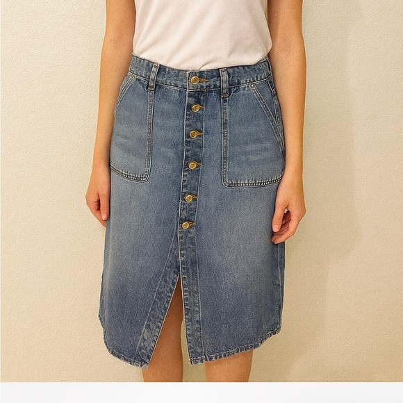 Michael Kors Blue Denim Midi Skirt - Picture 1 of 6